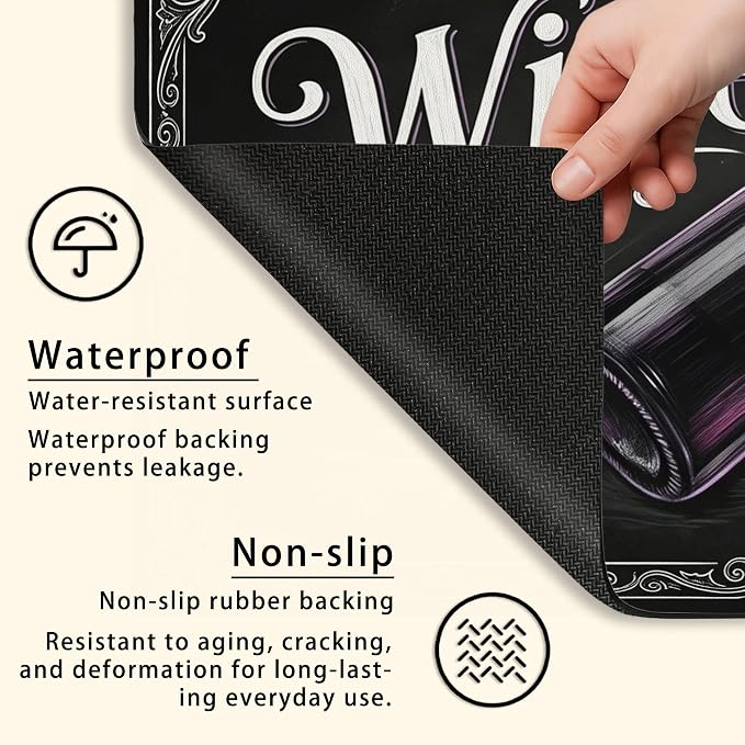 Wine Inspired Dish Drying Mats for Kitchen Counter, Vintage Black Grapes - Image 7
