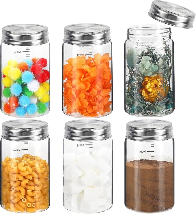 8 oz Small Glass Coffee Jars Spice Jar Round Storage Canister by Patoper