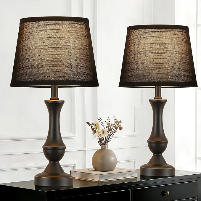 Luvkczc Table Lamp Set of 2, Linen Shade Desk Lamps by Luvkczc