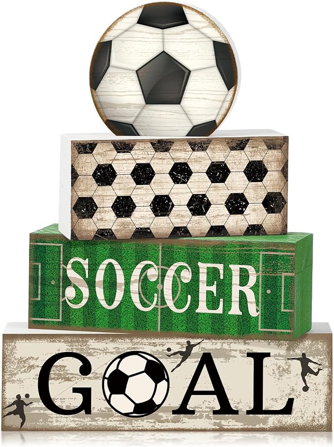 Moucuny 4 Pcs Soccer Party Decorations Soccer Table Centerpiece Football Tiered by Moucuny