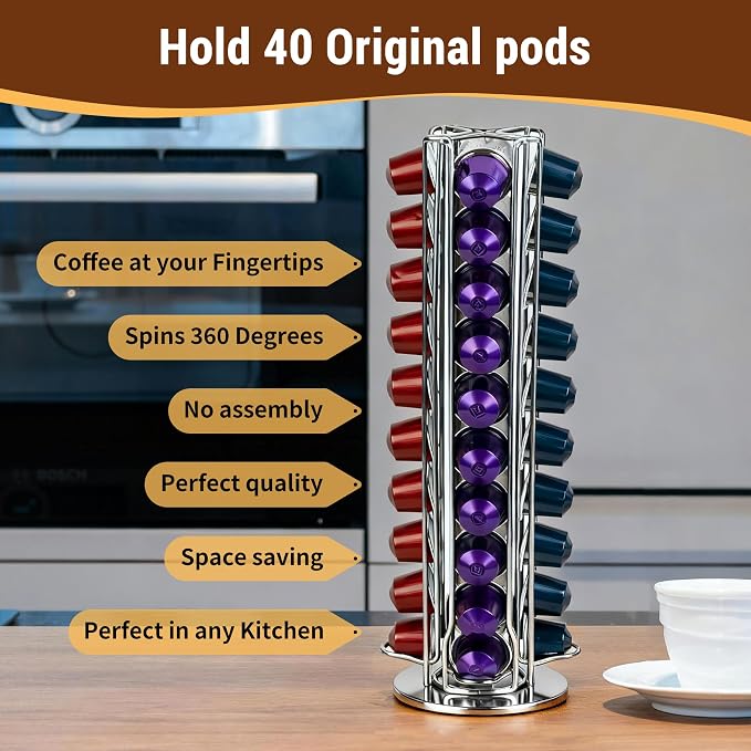 Silver 40 Pods Coffee Pod Holder - Image 5