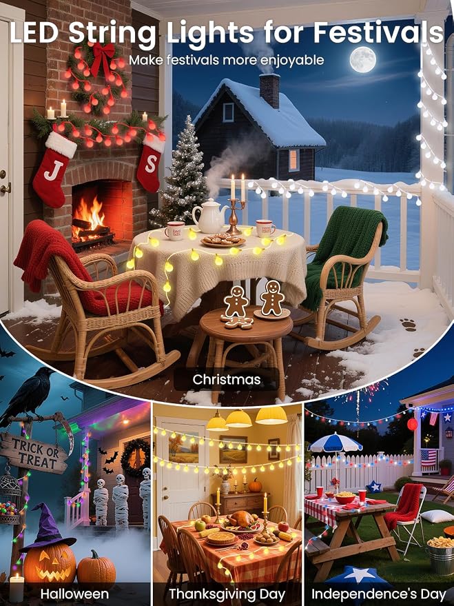 2026 78ft Smart Color Changing Red White and Blue String Lights Outdoor Indoor - Image 6