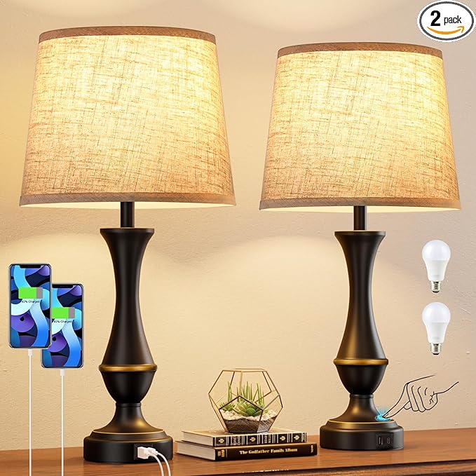 Seealle Upgraded Touch Lamps for Night Stands Set of 2 by SeealleLighting