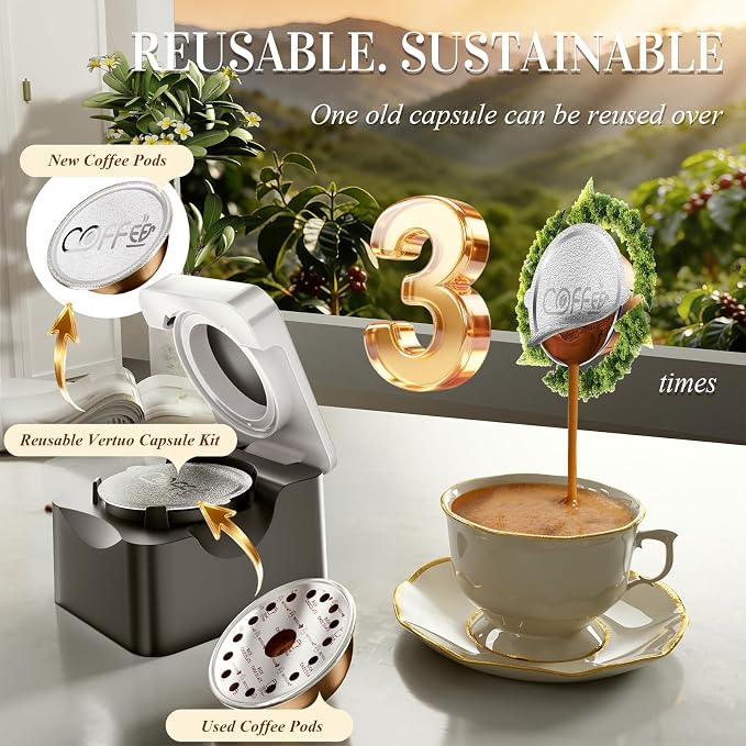 Reusable Vertuo Pods Kit for Nespresso Machine: Refill Old Coffee Pods for - Image 5