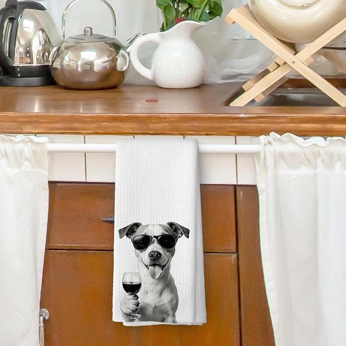 Funny Jack Russell Wine Bar Kitchen Dish Towels, Jack Russell Gifts - Image 2
