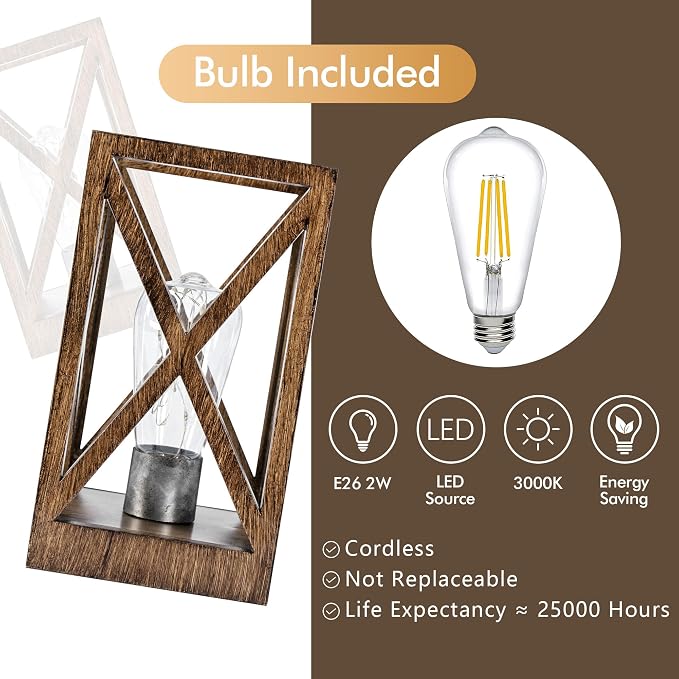 WINGBO 2 Pack Retro Battery Powered Table Lamps, Battery Operated Cordless Lamp - Image 4