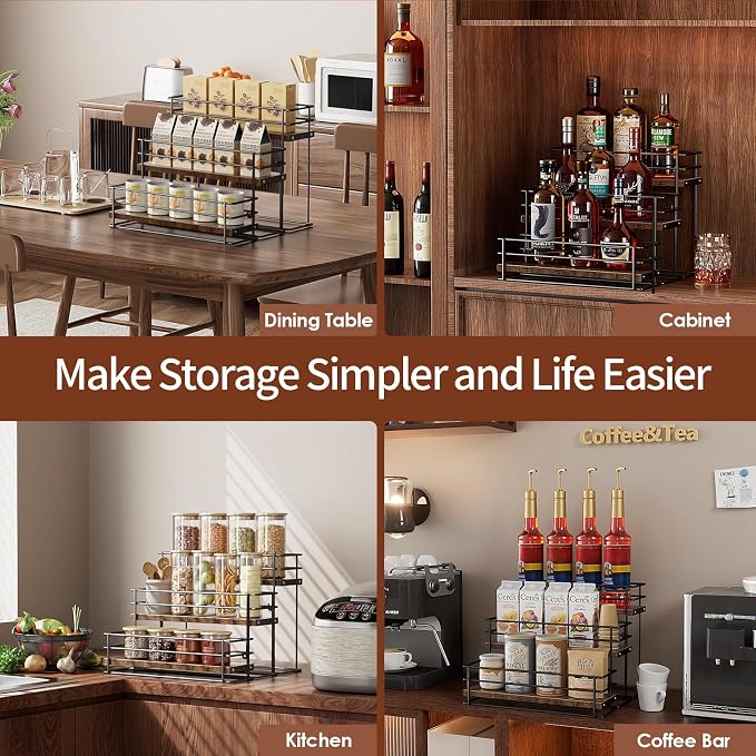 Nuovoware Coffee Syrup Organizer, 3-Tier 12 Bottles Bar Organizer, Separable - Image 7