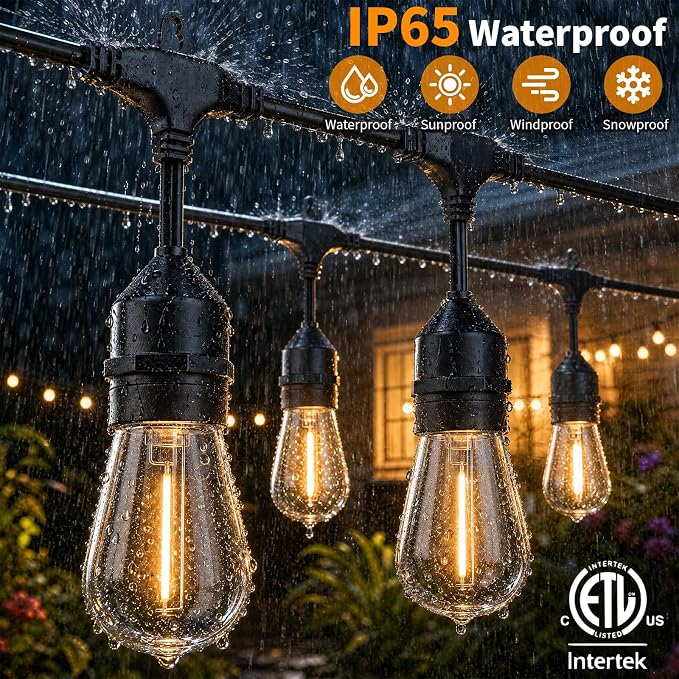 Hotsonic Remote Control Outdoor String Lights Waterproof, 50 FT LED Outside - Image 3