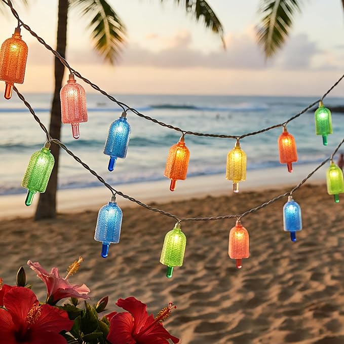 10 LED Popsicle String Lights, Indoor Outdoor Plug in Fairy Lights by Cbebew