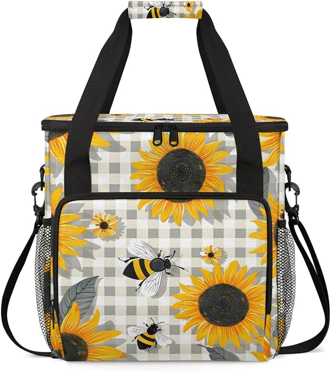 Sunflower Bee Coffee Maker Carring Bag, Large Insulated Storage Organizer Case by Home