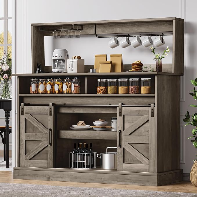 DWVO Farmhouse Buffet Cabinets, Sliding Barn Door Sideboard Cabinet - Image 8