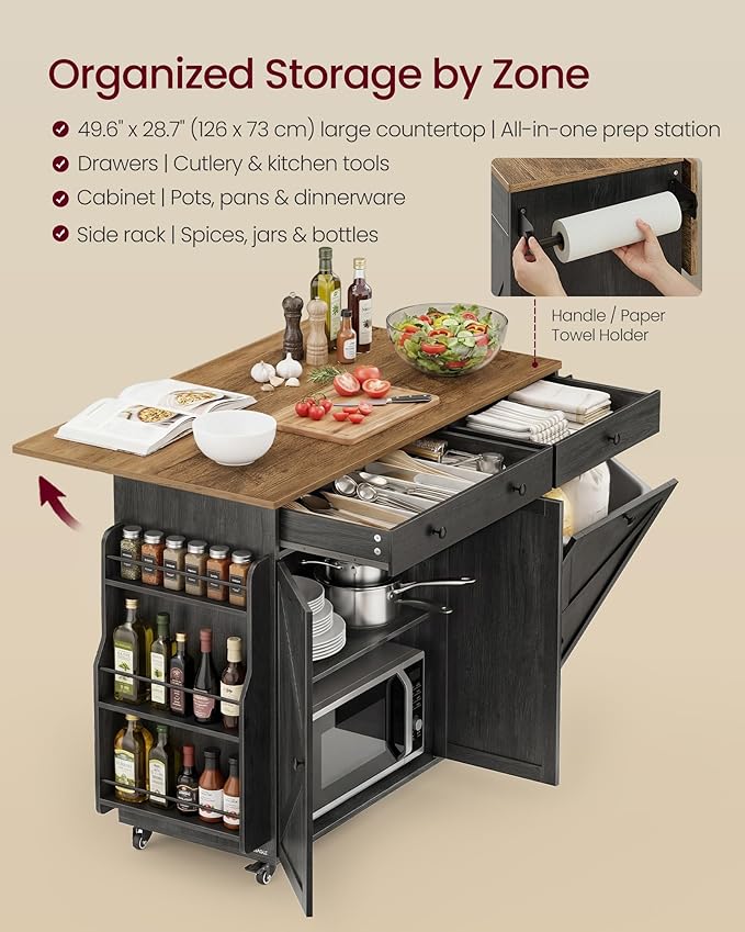 VASAGLE Mobile Kitchen Island - Image 3