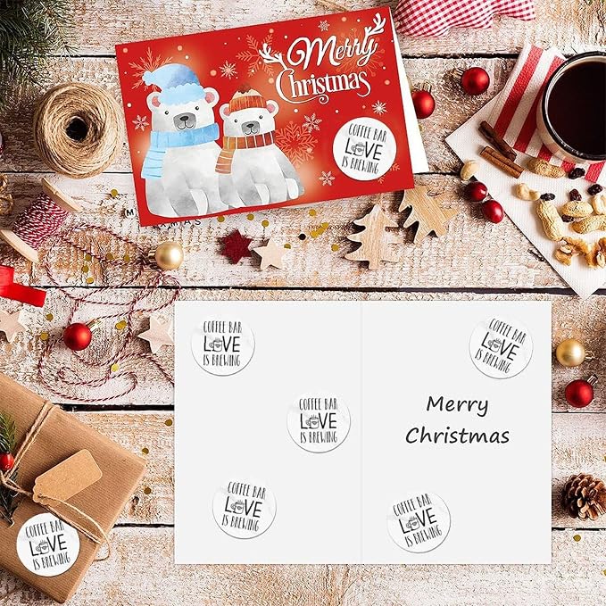 100pcs Vinyl Peel and Stick Circle Decals, Coffee Bar Love is Brewing Labels - Image 7