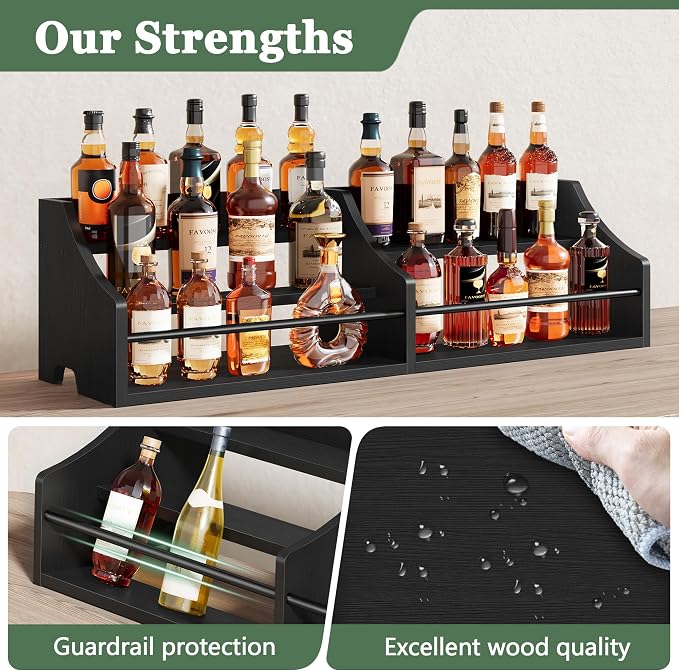 FAVOOSTY 5 Tier Countertop Liquor Bottle Display Shelf Organizer, Retro - Image 2