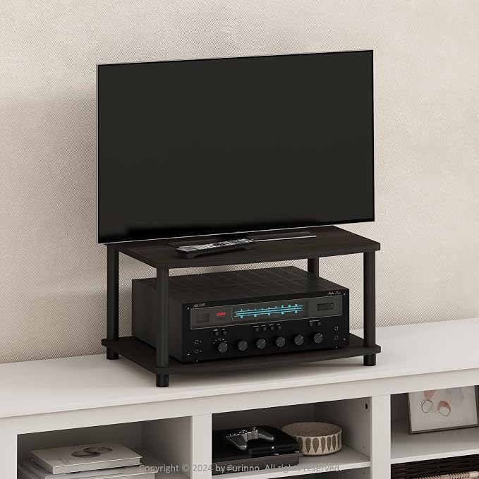 Furinno TURN-N-TUBE TV Riser Stand, 2-Tier Small Elevated No Tools TV Stand - Image 2