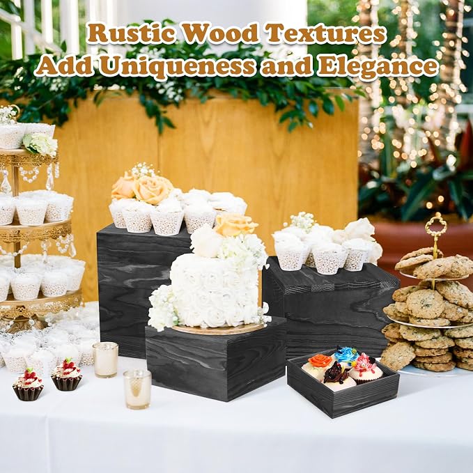 6 Pack Wooden Risers Display Stands Square Food Risers - Image 6