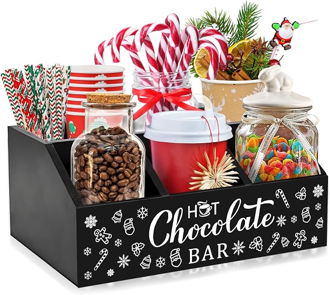Christmas Hot Cocoa Bar Wood Coffee Station Organizer by CIEOVO