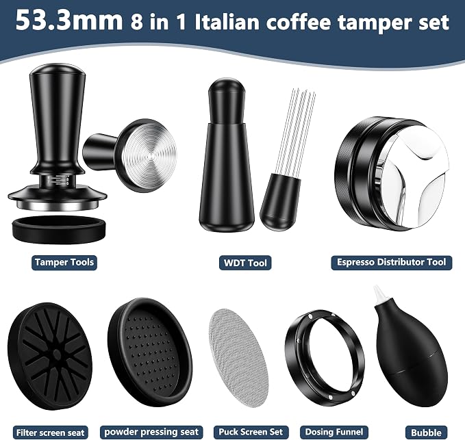 8 Pack Espresso Accessories Kit, 54mm Espresso Tool Kit | Coffee Distributor - Image 2