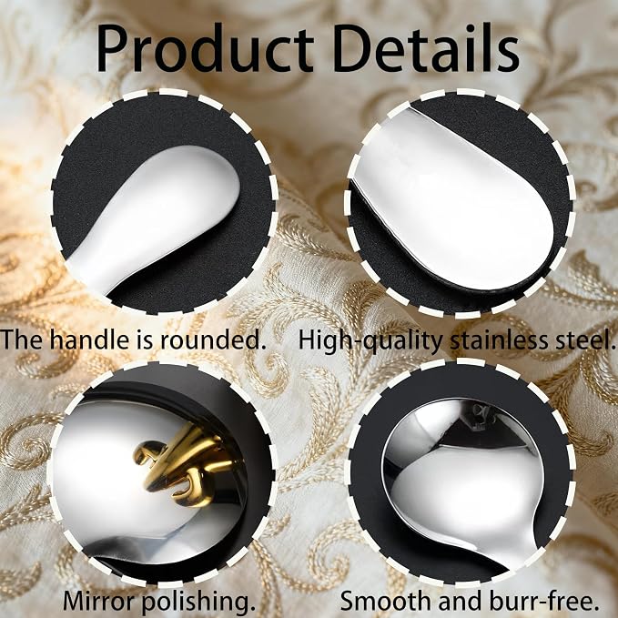 5 PCS Short Handle Spoons Stainless Spoons Silver Coffee Scoops Mini Scoops - Image 4