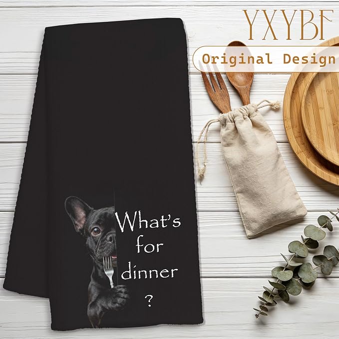 Funny French Bulldog Kitchen Towels 16x24 Inches, Frenchie Gifts - Image 2