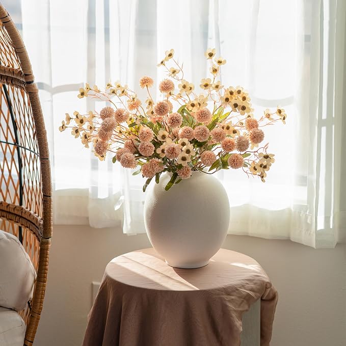 HyeFlora Faux Silk Pompon Mums Artificial Flowers - Image 5