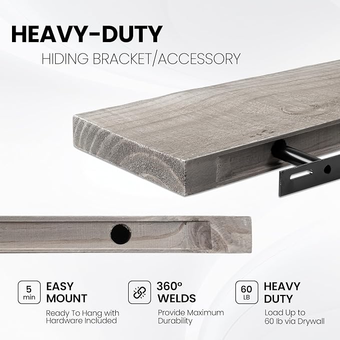 Fun Memories 72 Inch Reclaimed Wood Floating Shelves - Image 4