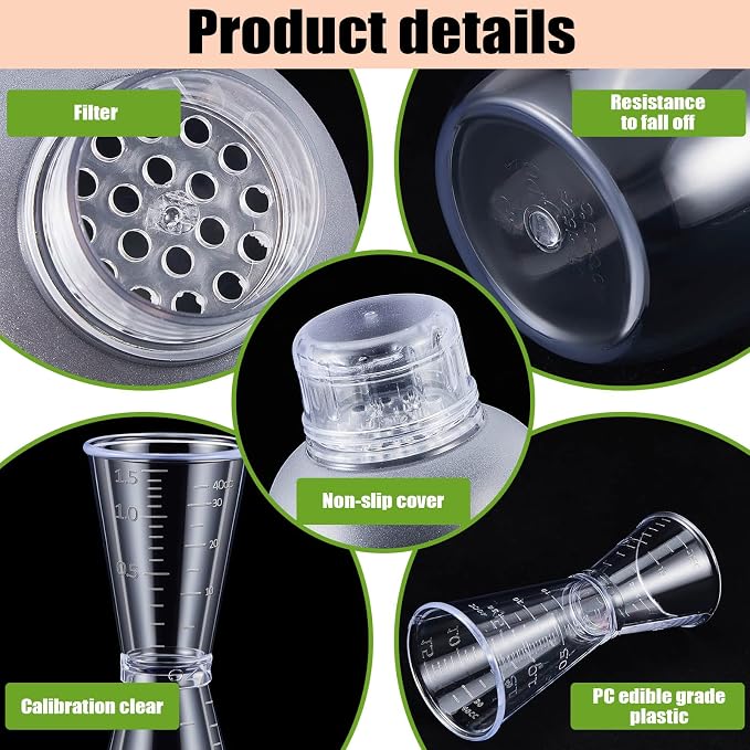 10 Pcs Plastic Cocktail Shaker Set, Including 8 Pcs 24 oz Clear Coffee Shaker - Image 3