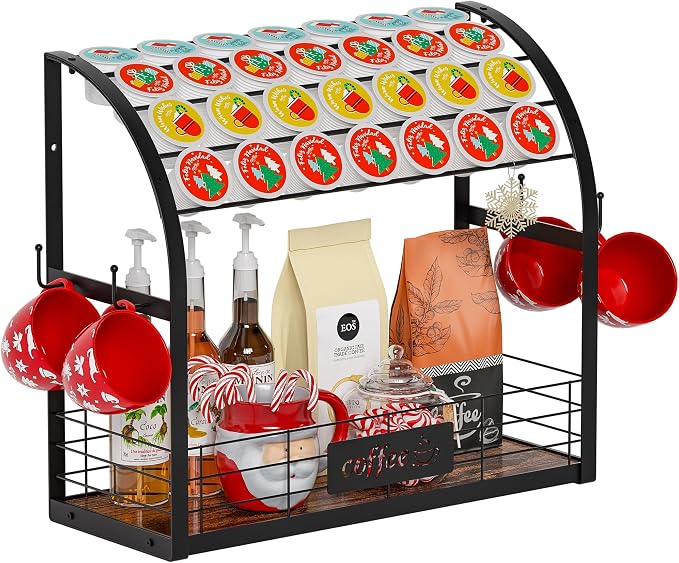 Metal K Cup Holder, 2 Tier Coffee Bar Organizer - Image 9