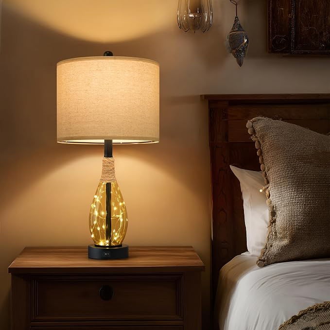 OYEARS 23" Table Lamps for Living Room Set of 2 Bedside Lamps for Night Stands - Image 2