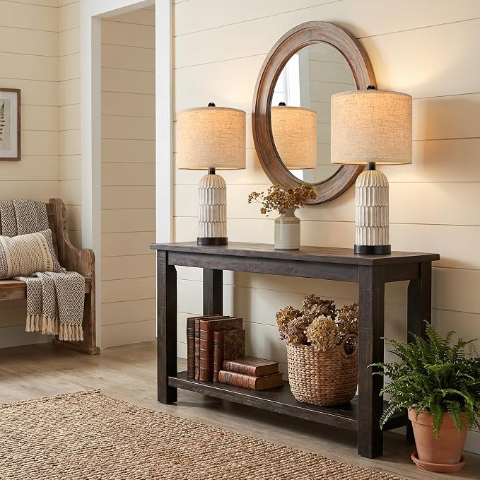 OYEARS 22.5" Bedside Table Lamps Set of 2, Farmhouse Table Lamp - Image 6
