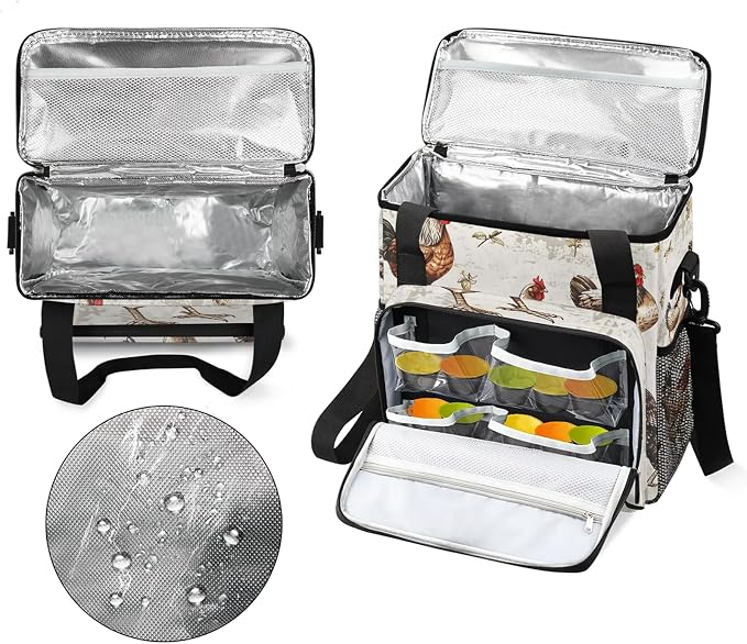 Chicken Cocks Nd Hens Coffee Maker Carring Bag, Large Insulated Storage - Image 3