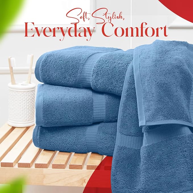 RIVERSIDE Medium Bath Towel Set of 4, 24x48 Inches – 100% Ring-Spun Cotton Bath - Image 6