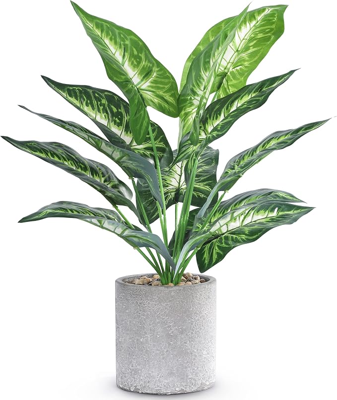 16" Small Fake Plants Artificial Tropical Faux Plants Indoor Desk Plant by WUKOKU