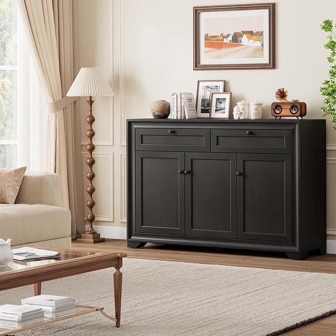 48 Inches Buffet Cabinet with Storage, Farmhouse Sideboard Buffet w/2 Drawers - Image 7