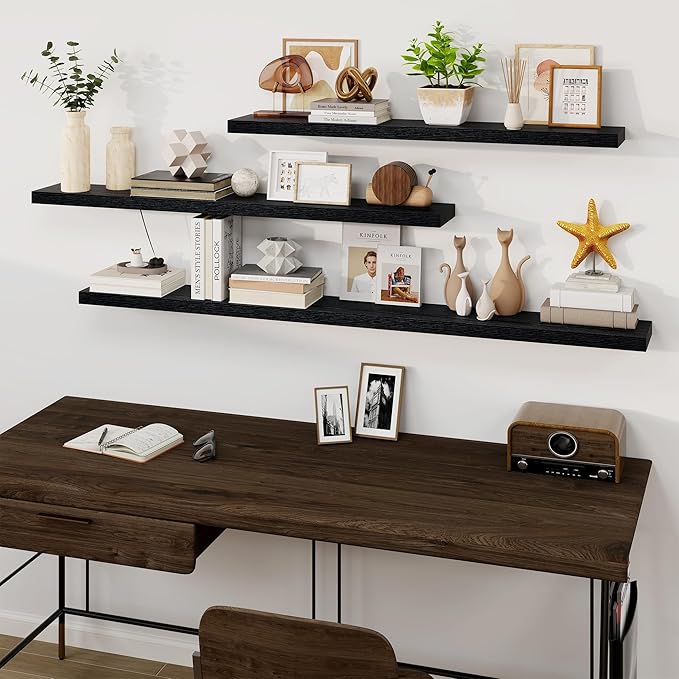 Fun Memories 72Inch Floating Shelves, Wall Mounted Rustic Wood Floating Shelf - Image 8