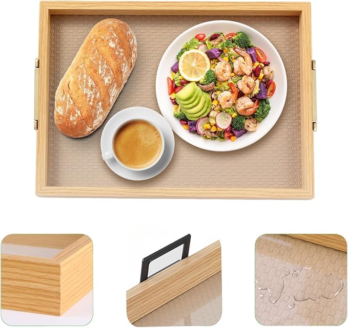 YWMSGM Leather Surface Wood Service Tray - Image 3