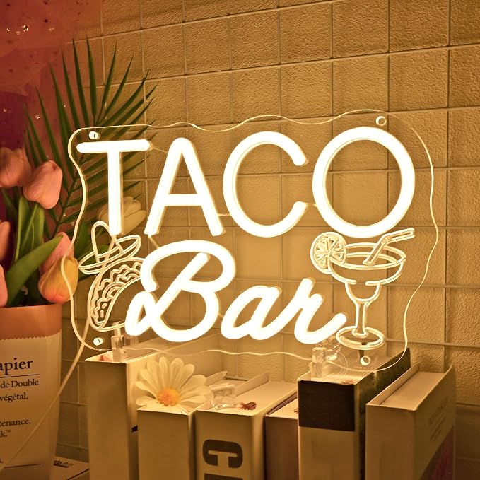 Britrio Taco Bar Neon Sign Tacos Theme Birthday Wedding Party Decor Backdrop - Image 3