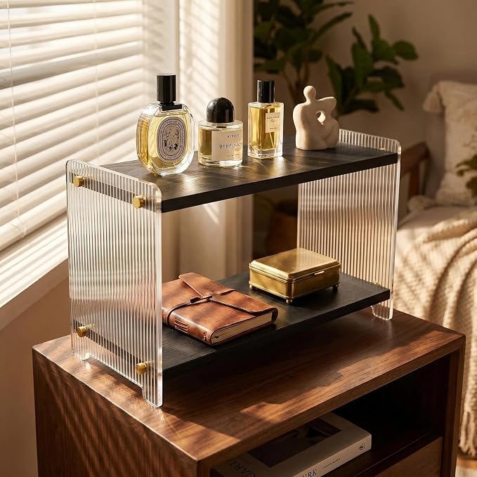 Coffee Station Organizer 2 Tier, Solid Wood Mug Shelffor Coffee Bar, Matcha - Image 2
