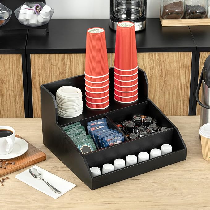Restaurantware Coffee Cup Organizer 15 x 14.25 x 9.25 Inch Multipurpose Bamboo - Image 3
