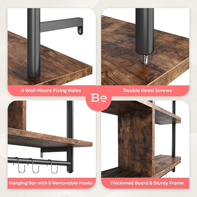 Bestier 41.5" Floating Shelves for Wall 3 Tier Kitchen Shelves Wall Mounted - Image 7