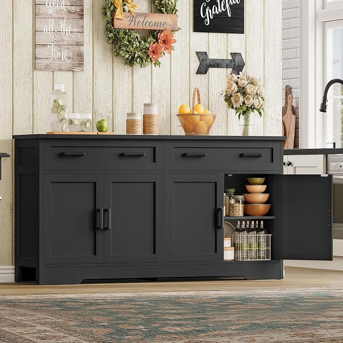 usikey Buffet Cabinet with Storage and Drawers, Modern Coffee Bar - Image 5