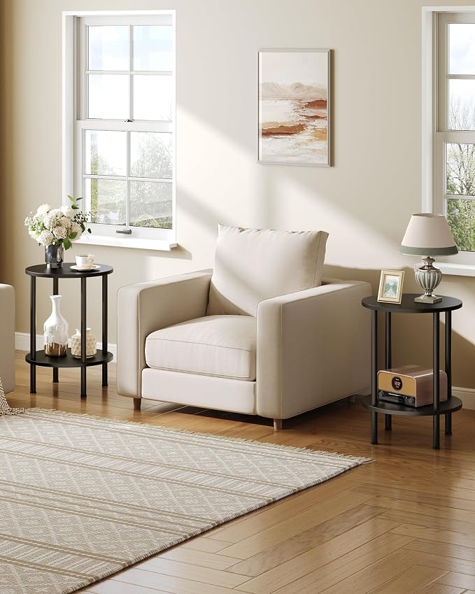 CHOEZON Side Table Set of 2, 2-Tier Round End Table, Small Nightstand - Image 4