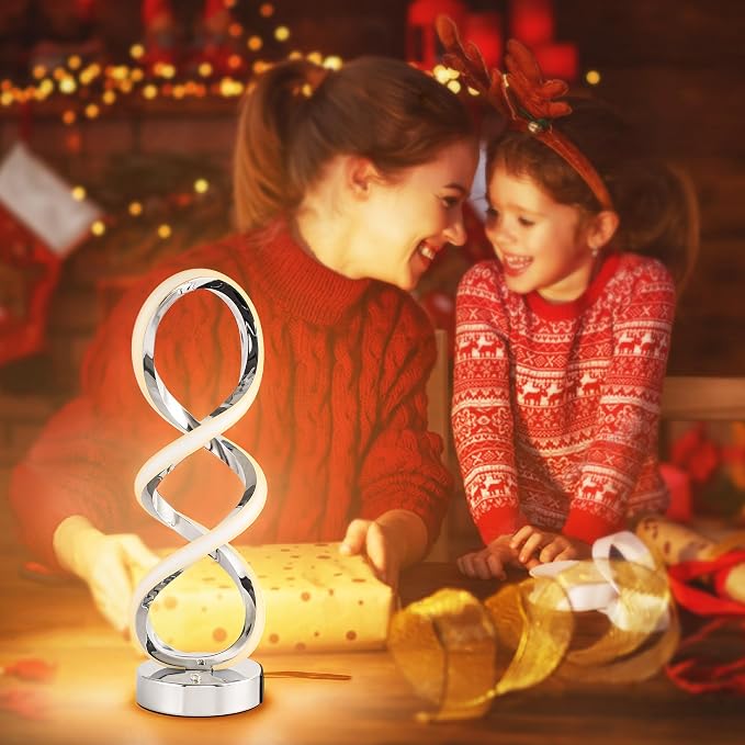 Modern Spiral RGB Table Lamp, Touch Dimmable Bedside Lamp, 7 Colors 10 Light - Image 7