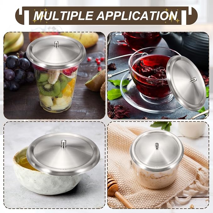 uxcell 4Pcs Stainless Steel Mug Cover, 4.2" Universal Cup Lid Dust Prevention - Image 7