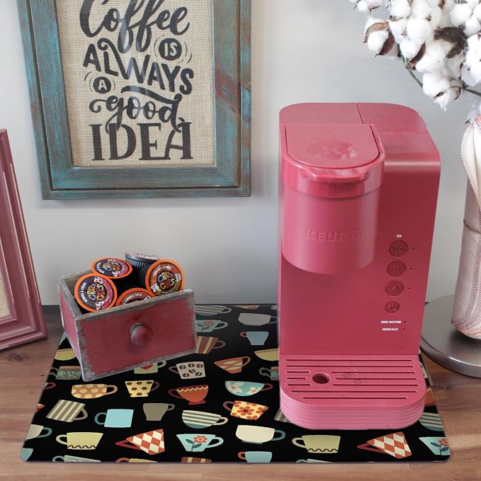 Coffee Maker Mat for Countertop – Absorbent, Non-Slip Coffee Bar Mat, Protects - Image 2