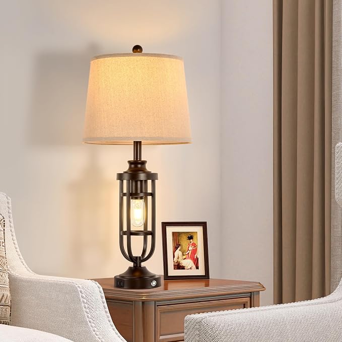 28.8" Farmhouse Table Lamps for Living Room Set of 2, Touch Lamps for Night - Image 4
