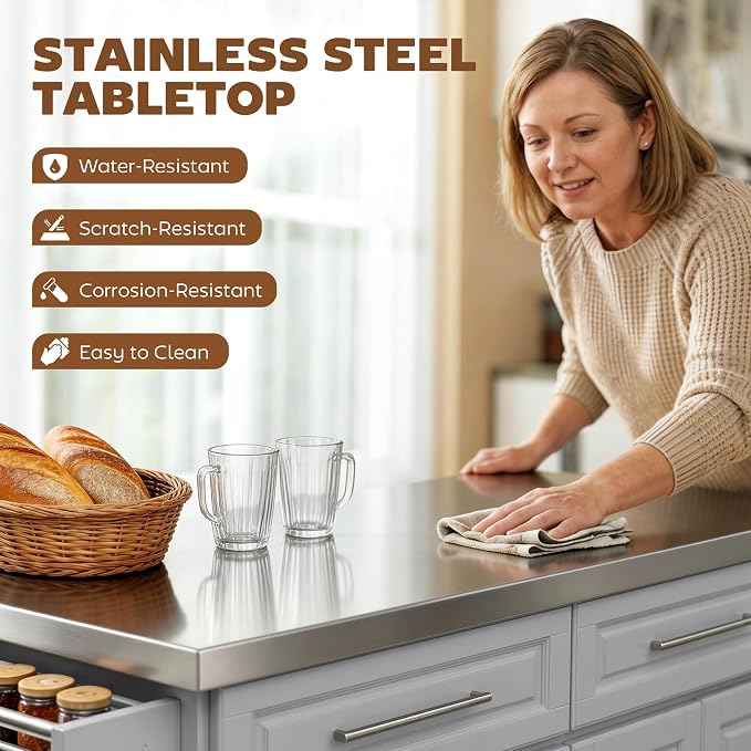 HOMCOM Rolling Kitchen Island Cart - Image 3