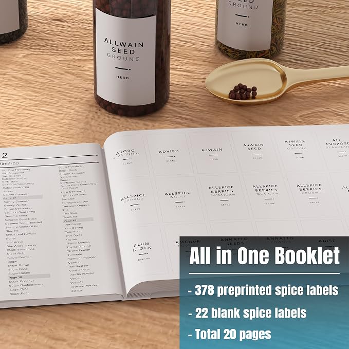 Neatsure 400 Minimalist Spice Labels, Preprinted Stickers Booklet, Herb - Image 2