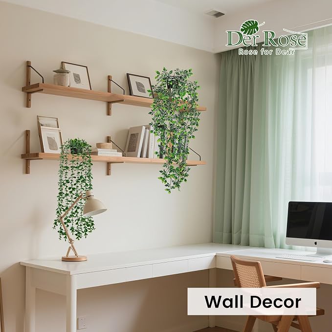 Der Rose 2 Pack Fake Hanging Plants Artificial Potted Plants Indoor and Outdoor - Image 7