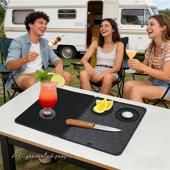 Bar Mat for Countertop 18.11" X 11.89" 1 Pack Multifunctional Silicone Bar Mat - Image 6